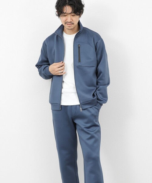 NOLLEY’S（ノーリーズ）の「《セットアップ対応》ダブルニット スタンドカラー ジップブルゾン 26SS（ブルゾン・メンズ・グレイッシュブルー/グレー/ブラック・XL/L/M/S）」の7枚目の写真