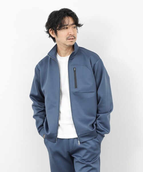 NOLLEY’S（ノーリーズ）の「《セットアップ対応》ダブルニット スタンドカラー ジップブルゾン 26SS（ブルゾン・メンズ・グレイッシュブルー/グレー/ブラック・XL/L/M/S）」の8枚目の写真