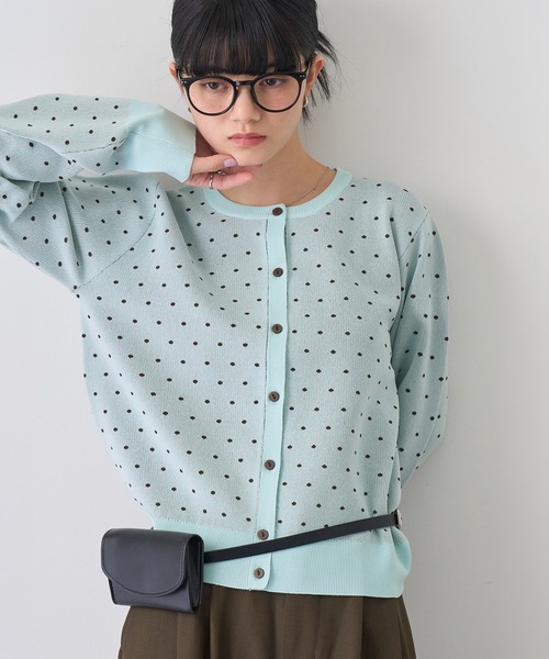 NOGLE(ノグル)の「【NOGLE/ノグル】ドットジャガードエアリーカーディガン(カーディガン/ボレロ・レディース・ブルー/グレー/ネイビー/アイボリー・FREE)」の1枚目の写真