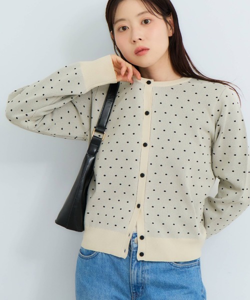 NOGLE(ノグル)の「【NOGLE/ノグル】ドットジャガードエアリーカーディガン(カーディガン/ボレロ・レディース・ブルー/グレー/ネイビー/アイボリー・FREE)」の2枚目の写真