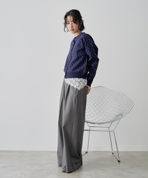 NOGLE(ノグル)の「【NOGLE/ノグル】ドットジャガードエアリーカーディガン(カーディガン/ボレロ・レディース・ブルー/グレー/ネイビー/アイボリー・FREE)」の6枚目の写真