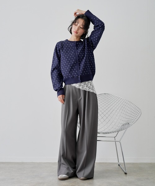 NOGLE(ノグル)の「【NOGLE/ノグル】ドットジャガードエアリーカーディガン(カーディガン/ボレロ・レディース・ブルー/グレー/ネイビー/アイボリー・FREE)」の5枚目の写真