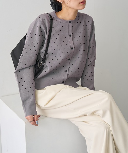 NOGLE(ノグル)の「【NOGLE/ノグル】ドットジャガードエアリーカーディガン(カーディガン/ボレロ・レディース・ブルー/グレー/ネイビー/アイボリー・FREE)」の22枚目の写真