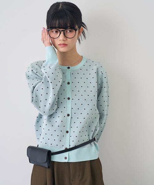 NOGLE(ノグル)の「【NOGLE/ノグル】ドットジャガードエアリーカーディガン(カーディガン/ボレロ・レディース・ブルー/グレー/ネイビー/アイボリー・FREE)」の8枚目の写真
