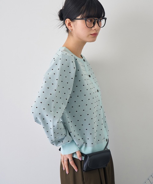 NOGLE(ノグル)の「【NOGLE/ノグル】ドットジャガードエアリーカーディガン(カーディガン/ボレロ・レディース・ブルー/グレー/ネイビー/アイボリー・FREE)」の10枚目の写真
