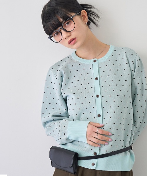 NOGLE(ノグル)の「【NOGLE/ノグル】ドットジャガードエアリーカーディガン(カーディガン/ボレロ・レディース・ブルー/グレー/ネイビー/アイボリー・FREE)」の13枚目の写真