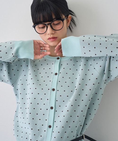NOGLE(ノグル)の「【NOGLE/ノグル】ドットジャガードエアリーカーディガン(カーディガン/ボレロ・レディース・ブルー/グレー/ネイビー/アイボリー・FREE)」の9枚目の写真