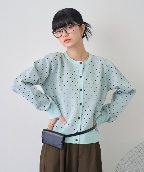 NOGLE(ノグル)の「【NOGLE/ノグル】ドットジャガードエアリーカーディガン(カーディガン/ボレロ・レディース・ブルー/グレー/ネイビー/アイボリー・FREE)」の12枚目の写真
