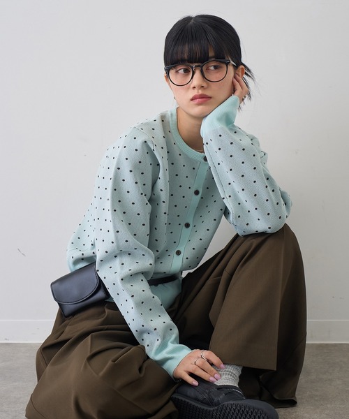 NOGLE(ノグル)の「【NOGLE/ノグル】ドットジャガードエアリーカーディガン(カーディガン/ボレロ・レディース・ブルー/グレー/ネイビー/アイボリー・FREE)」の14枚目の写真