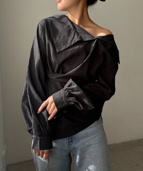 CAPRICIEUX LE'MAGE（カプリシューレマージュ）の「【2WAY】カシュクールシャツ（シャツ/ブラウス・レディース・チャコールグレー/ピンク/ホワイト・FREE）」の2枚目の写真