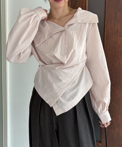 CAPRICIEUX LE'MAGE（カプリシューレマージュ）の「【2WAY】カシュクールシャツ（シャツ/ブラウス・レディース・チャコールグレー/ピンク/ホワイト・FREE）」の8枚目の写真