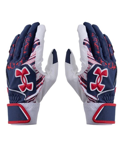 UNDER ARMOUR(アンダーアーマー)の「UAクリーンアップ バッティンググローブ(ベースボール/キッズ)(手袋・キッズ・ネイビー・150cm/140cm)」の1枚目の写真