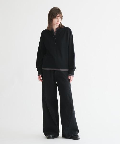 selle glant(セレグランテ)の「LAYERED STYLE HENRY NECK KNIT/レイヤードスタイルヘンリーネックニット(ニット/セーター・メンズ・ブラック×グレー/ネイビー/ブラック×ブルー・SMALL/MEDIUM/LARGE)」の10枚目の写真