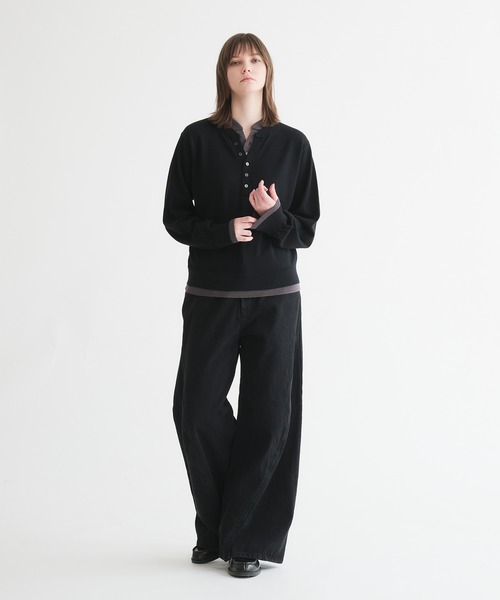 selle glant(セレグランテ)の「LAYERED STYLE HENRY NECK KNIT/レイヤードスタイルヘンリーネックニット(ニット/セーター・メンズ・ブラック×グレー/ネイビー/ブラック×ブルー・SMALL/MEDIUM/LARGE)」の12枚目の写真