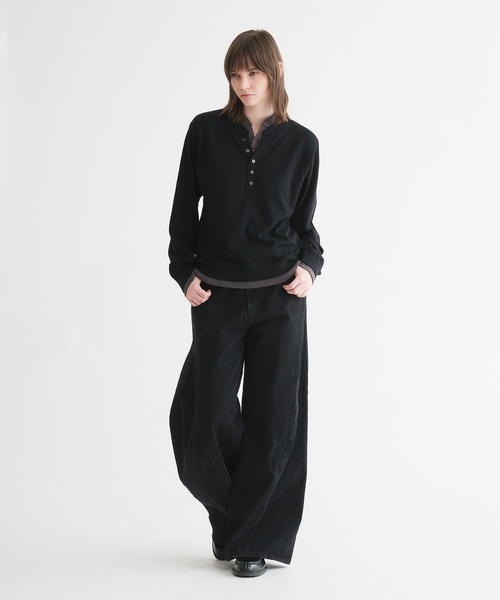 selle glant(セレグランテ)の「LAYERED STYLE HENRY NECK KNIT/レイヤードスタイルヘンリーネックニット(ニット/セーター・メンズ・ブラック×グレー/ネイビー/ブラック×ブルー・SMALL/MEDIUM/LARGE)」の13枚目の写真