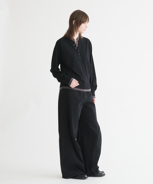 selle glant(セレグランテ)の「LAYERED STYLE HENRY NECK KNIT/レイヤードスタイルヘンリーネックニット(ニット/セーター・メンズ・ブラック×グレー/ネイビー/ブラック×ブルー・SMALL/MEDIUM/LARGE)」の14枚目の写真