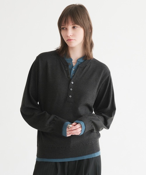 LAYERED STYLE HENRY NECK KNIT/レイヤードスタイルヘンリーネック