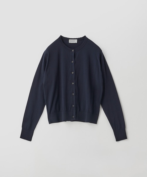 JOHN SMEDLEY(ジョンスメドレー)の「コットンスカラップ長袖ニットカーディガン(カーディガン/ボレロ・レディース・ネイビー・S)」の1枚目の写真