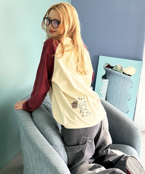 DOUBLE NAME(ダブルネーム)の「一緒にショッピングしたい恐竜ロンTEE(Tシャツ/カットソー・レディース・カーキ/レッド/ブラック系その他・FREE)」の11枚目の写真