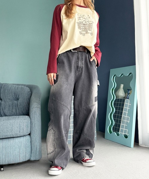 DOUBLE NAME(ダブルネーム)の「一緒にショッピングしたい恐竜ロンTEE(Tシャツ/カットソー・レディース・カーキ/レッド/ブラック系その他・FREE)」の12枚目の写真