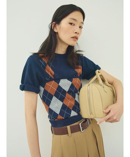 Mila Owen(ミラオーウェン)の「アーガイルニットトップス(ニット/セーター・レディース・ネイビー/ベージュ・F)」の12枚目の写真