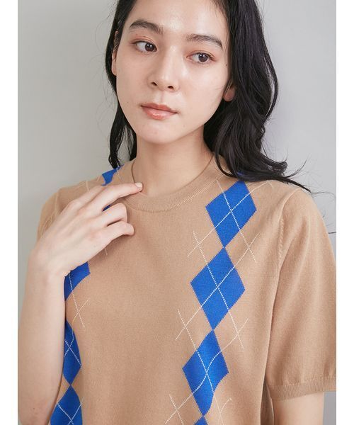 Mila Owen(ミラオーウェン)の「アーガイルニットトップス(ニット/セーター・レディース・ネイビー/ベージュ・F)」の19枚目の写真