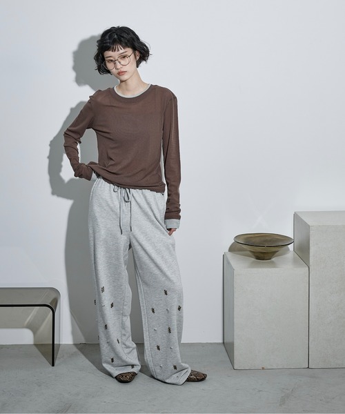 THE YOn（ザヨン）の「レイヤード風バイカラーシアープルオーバー（Tシャツ/カットソー・レディース・アイボリー/ブラック/ブラウン/ピンク・FREE）」の9枚目の写真