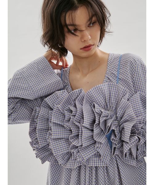 emmi(エミ)の「チェックフリルビスチェ【セットアップ対応】(その他トップス・レディース・サックスブルー/ネイビー・F)」の17枚目の写真