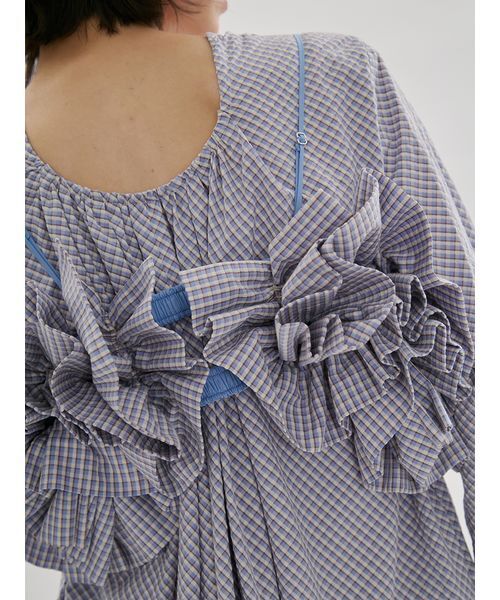 emmi(エミ)の「チェックフリルビスチェ【セットアップ対応】(その他トップス・レディース・サックスブルー/ネイビー・F)」の12枚目の写真