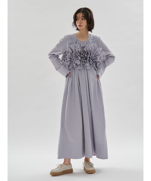 emmi(エミ)の「チェックフリルビスチェ【セットアップ対応】(その他トップス・レディース・サックスブルー/ネイビー・F)」の7枚目の写真