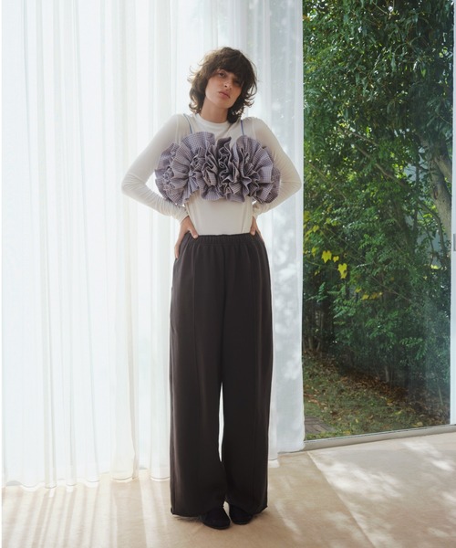 emmi(エミ)の「チェックフリルビスチェ【セットアップ対応】(その他トップス・レディース・サックスブルー/ネイビー・F)」の1枚目の写真