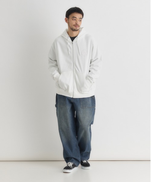 BACK NUMBER（バックナンバー）の「【BACK NUMBER】ワンポイントロゴフルジップパーカー (フーディー / スウェット / シンプル / 羽織り / ルームウェア / 重ね着)（パーカー・メンズ・ホワイト/ダークグレー/ブラック・S/L/XL/M）」の16枚目の写真