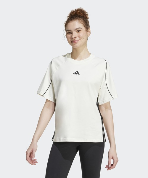 adidas(アディダス)の「スタジアム スリーストライプス Tシャツ / アディダス adidas(Tシャツ/カットソー・レディース・ホワイト・MEDIUM/LARGE/X-LARGE/SMALL/XX-LARGE/X-SMALL)」の1枚目の写真