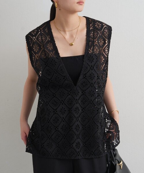 LOUNGEDRESS（ラウンジドレス）の「レースジレ（ベスト・レディース・オフホワイト/ブラック・FREE）」の2枚目の写真