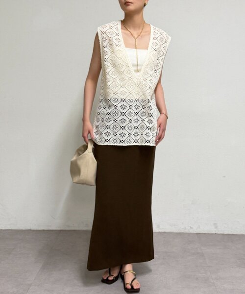 LOUNGEDRESS（ラウンジドレス）の「レースジレ（ベスト・レディース・オフホワイト/ブラック・FREE）」の3枚目の写真