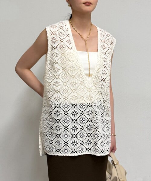 LOUNGEDRESS（ラウンジドレス）の「レースジレ（ベスト・レディース・オフホワイト/ブラック・FREE）」の7枚目の写真