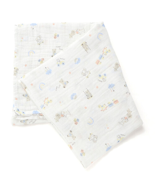 SLAP SLIP BABY（スラップスリップベビー）の「【お揃い】モチーフ総柄ガーゼおくるみベビー（おくるみ・キッズ・ピンク系その他/ブルー系その他/ホワイト系その他・FREE）」の2枚目の写真