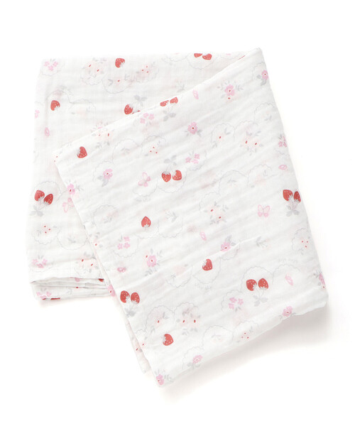 SLAP SLIP BABY（スラップスリップベビー）の「【お揃い】モチーフ総柄ガーゼおくるみベビー（おくるみ・キッズ・ピンク系その他/ブルー系その他/ホワイト系その他・FREE）」の3枚目の写真