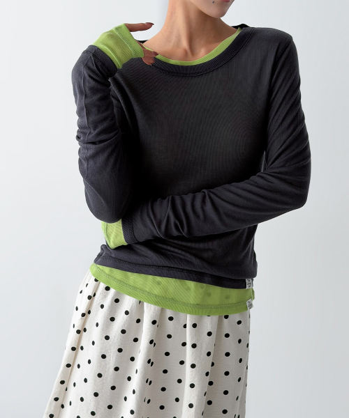 THE GREEN LAB（ザグリーンラボ）の「ソフトテンセルエアリー ロングスリーブ [ネイビー]（Tシャツ/カットソー・レディース・その他・FREE）」の2枚目の写真