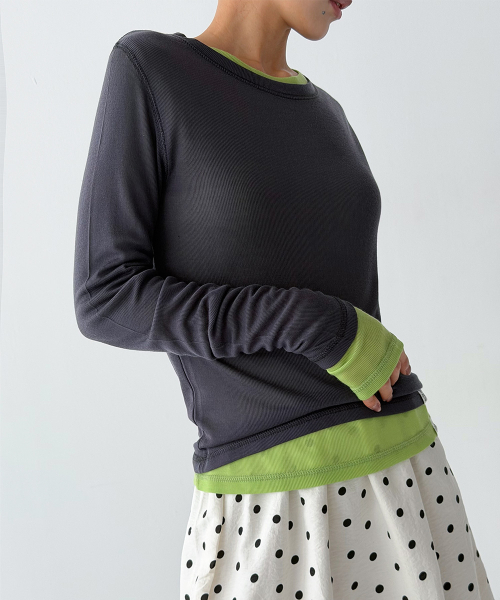 THE GREEN LAB（ザグリーンラボ）の「ソフトテンセルエアリー ロングスリーブ [ネイビー]（Tシャツ/カットソー・レディース・その他・FREE）」の3枚目の写真
