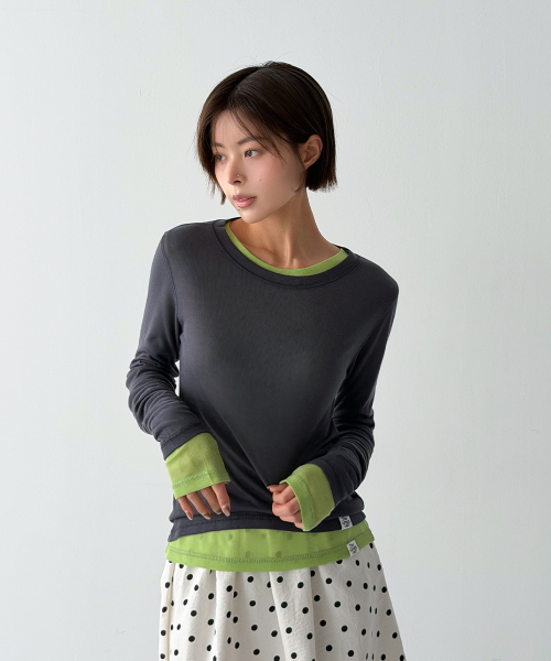 THE GREEN LAB（ザグリーンラボ）の「ソフトテンセルエアリー ロングスリーブ [ネイビー]（Tシャツ/カットソー・レディース・その他・FREE）」の5枚目の写真