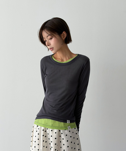 THE GREEN LAB（ザグリーンラボ）の「ソフトテンセルエアリー ロングスリーブ [ネイビー]（Tシャツ/カットソー・レディース・その他・FREE）」の6枚目の写真