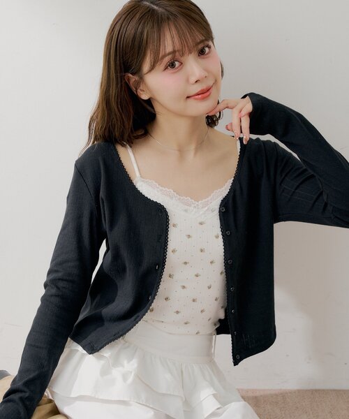 Chico(チコ)の「花柄キャミ+カーディガンセット(Tシャツ/カットソー・レディース・アイボリー/ブラック/ブルー/ピンク・FREE)」の5枚目の写真