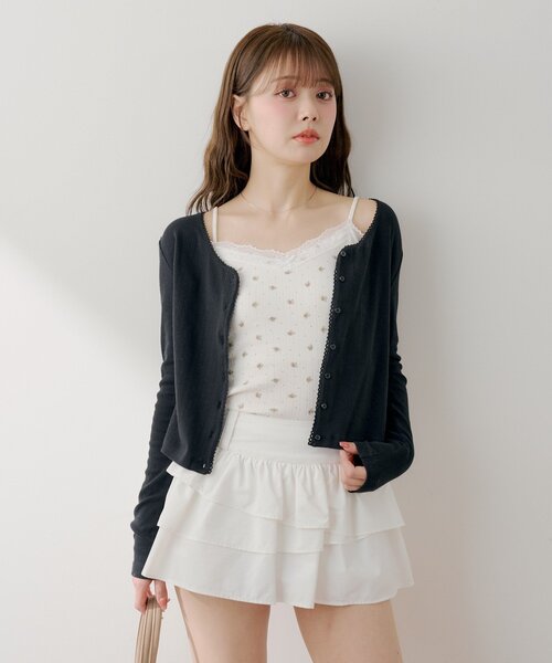 Chico(チコ)の「花柄キャミ+カーディガンセット(Tシャツ/カットソー・レディース・アイボリー/ブラック/ブルー/ピンク・FREE)」の6枚目の写真