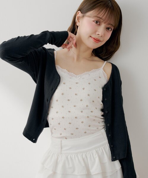Chico(チコ)の「花柄キャミ+カーディガンセット(Tシャツ/カットソー・レディース・アイボリー/ブラック/ブルー/ピンク・FREE)」の8枚目の写真
