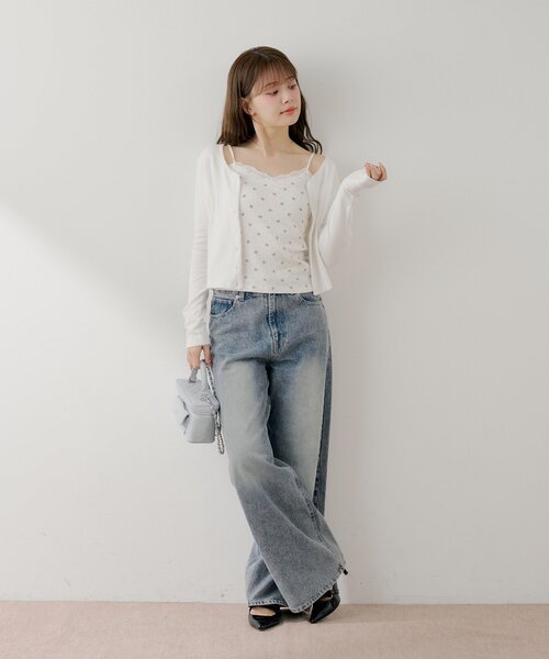 Chico(チコ)の「花柄キャミ+カーディガンセット(Tシャツ/カットソー・レディース・アイボリー/ブラック/ブルー/ピンク・FREE)」の10枚目の写真