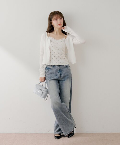 Chico(チコ)の「花柄キャミ+カーディガンセット(Tシャツ/カットソー・レディース・アイボリー/ブラック/ブルー/ピンク・FREE)」の11枚目の写真
