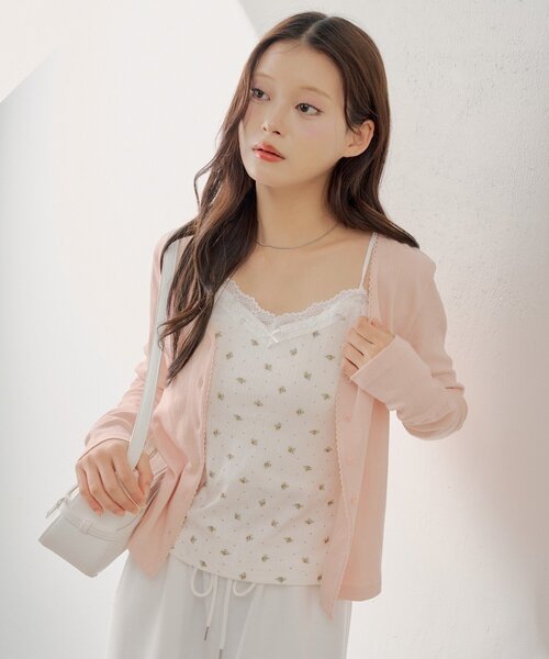 Chico(チコ)の「花柄キャミ+カーディガンセット(Tシャツ/カットソー・レディース・アイボリー/ブラック/ブルー/ピンク・FREE)」の16枚目の写真
