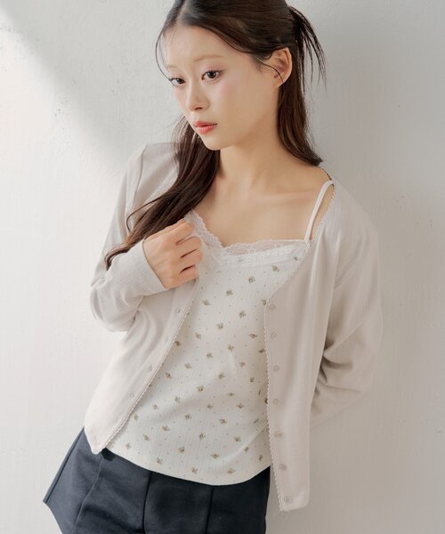 Chico(チコ)の「花柄キャミ+カーディガンセット(Tシャツ/カットソー・レディース・アイボリー/ブラック/ブルー/ピンク・FREE)」の18枚目の写真