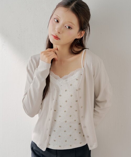 Chico(チコ)の「花柄キャミ+カーディガンセット(Tシャツ/カットソー・レディース・アイボリー/ブラック/ブルー/ピンク・FREE)」の19枚目の写真